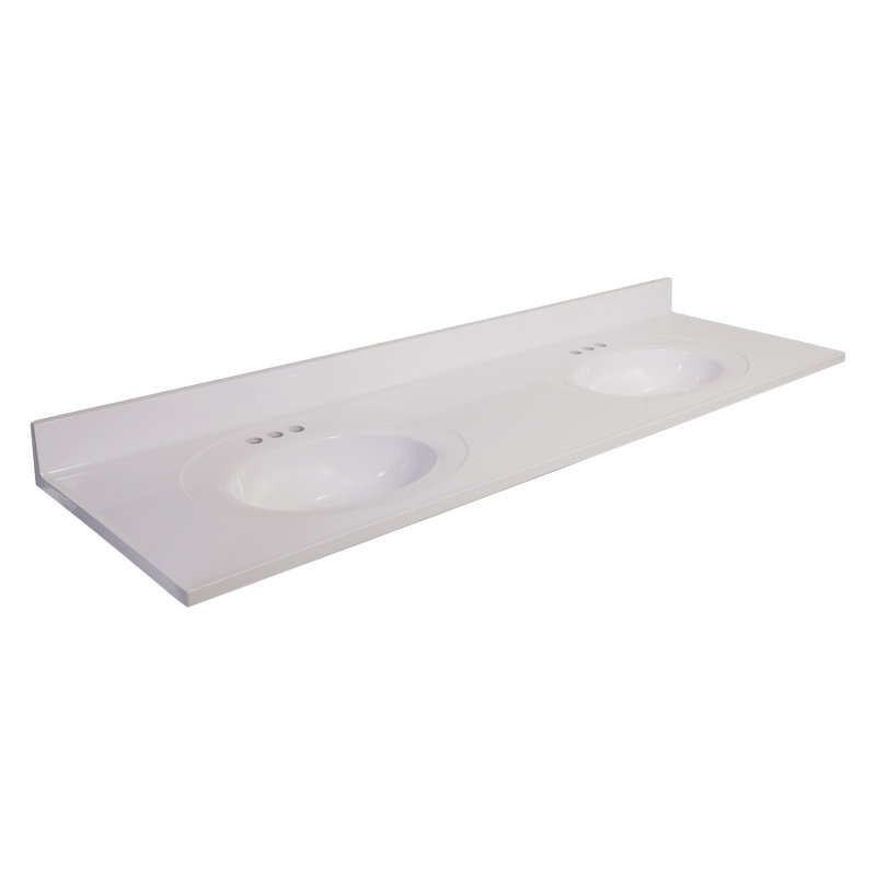 Design House 73 in. W Cultured Marble Vanity Top in White with Solid